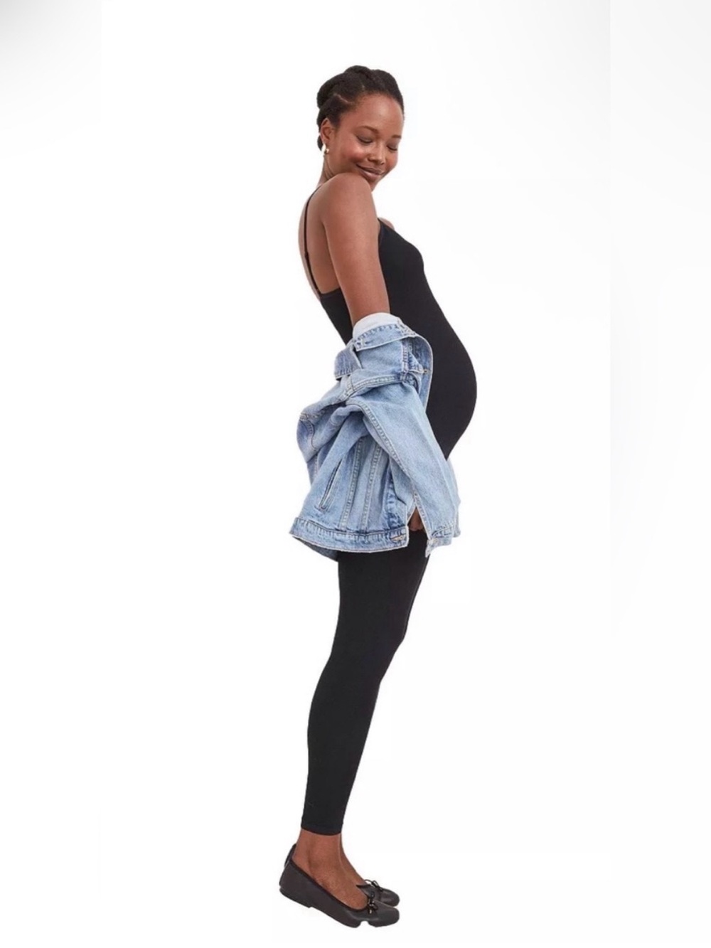 Hatch Maternity The Body Rib Knit Stretch One Piece Bodysuit Jumpsuit Black L